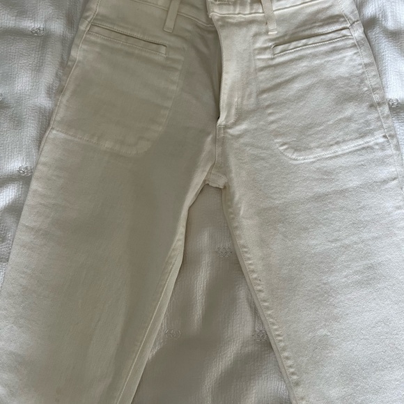 Woman's White High-rise Theory Ecru Bellbottom Jeans, Size 24 - Picture 3 of 4